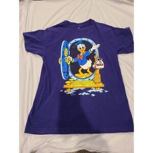 Vintage 90s Donald Duck Disney Graphic Tee Single Stitch Nautical Shirt Sz Med.